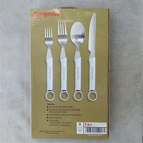 snap-on box end wrench inspired stainless steel flatware set|Snap On SSX14P104 Box End Wrench Inspired Stainless Steel .